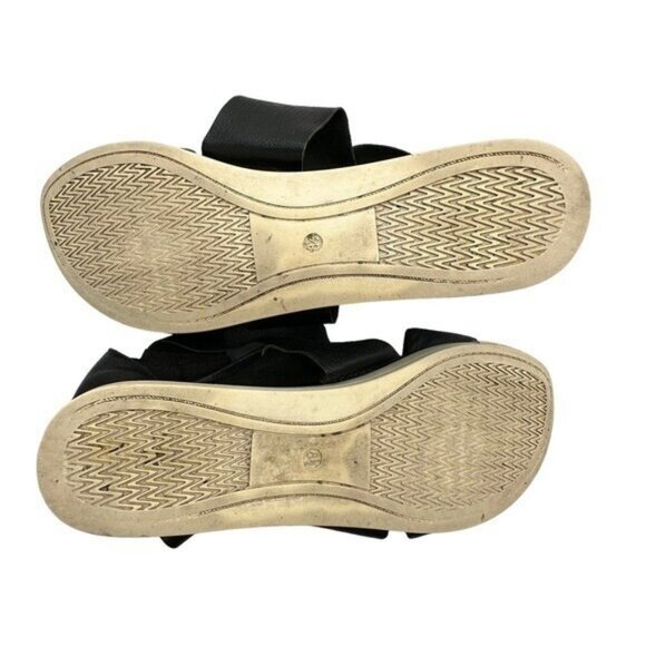 Eileen Fisher 8.5 Leather Sneaker Sandal Black Leather Strappy Platform Boost - Picture 10 of 11